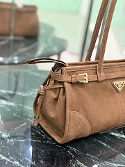 Prada Bonnie Medium Suede Handbag 1BA426 Coca Brown - 32x15.5x12cm - 4