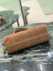 Prada Bonnie Medium Suede Handbag 1BA426 Coca Brown - 32x15.5x12cm - 6