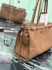 Prada Bonnie Large Suede Handbag 1BA433 Coca Brown - 38x24x12cm - 5