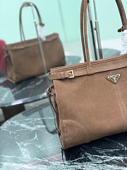 Prada Bonnie Large Suede Handbag 1BA433 Coca Brown - 38x24x12cm - 4