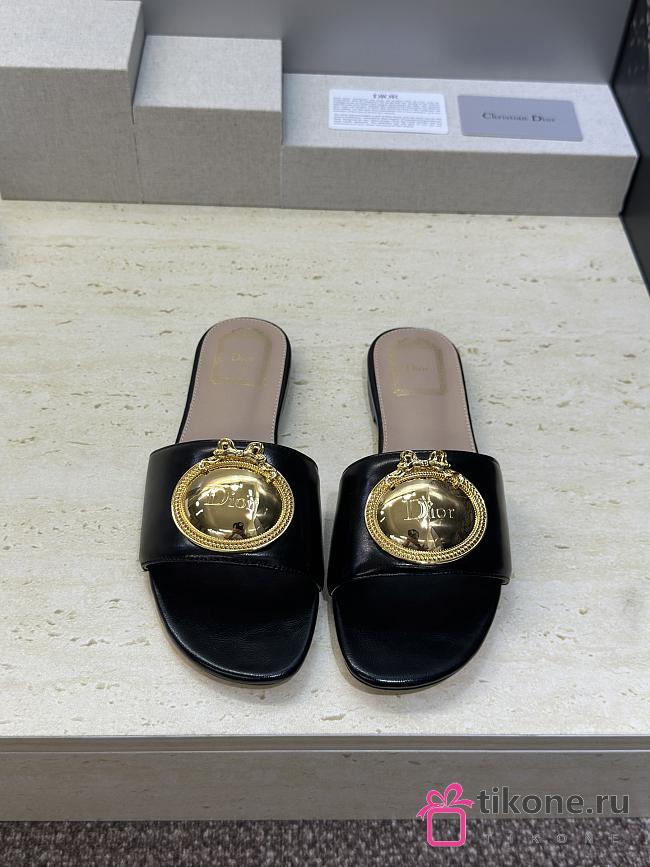 Dior Medaillon Buckle Slide Black Lambskin - 1