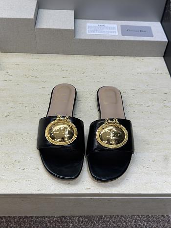 Dior Medaillon Buckle Slide Black Lambskin