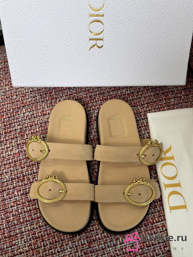 Dior Medaillon Buckle Slide Trench Suede Calfskin - 1