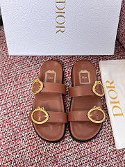Dior Medaillon Buckle Slide Cognac Brown Calfskin - 1