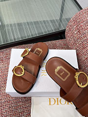 Dior Medaillon Buckle Slide Cognac Brown Calfskin - 4
