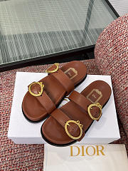 Dior Medaillon Buckle Slide Cognac Brown Calfskin - 5