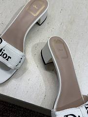 J'Adior Heeled Slide Ivory Embroidered Cotton 3.5cm - 5