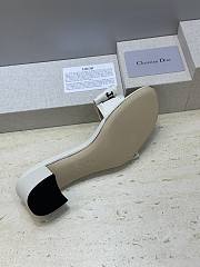 J'Adior Heeled Slide Ivory Embroidered Cotton 3.5cm - 3