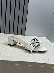 J'Adior Heeled Slide Ivory Embroidered Cotton 3.5cm - 4