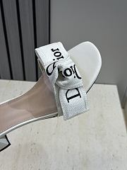J'Adior Heeled Slide Ivory Embroidered Cotton 3.5cm - 2