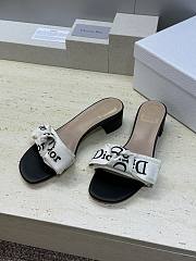 J'Adior Heeled Slide Black Embroidered Cotton 3.5cm - 6