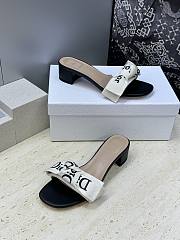 J'Adior Heeled Slide Black Embroidered Cotton 3.5cm - 5