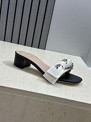 J'Adior Heeled Slide Black Embroidered Cotton 3.5cm - 4