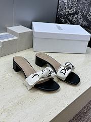J'Adior Heeled Slide Black Embroidered Cotton 3.5cm - 2