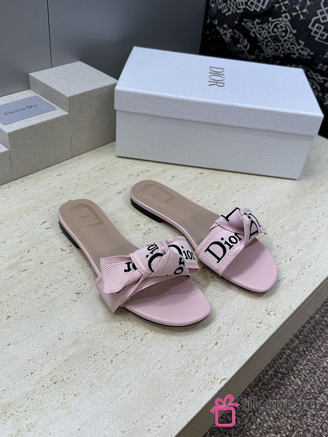 J'Adior Slide Soupir Pink Embroidered Cotton - 1