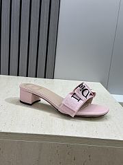 J'Adior Heeled Slide Soupir Pink Embroidered Cotton 3.5cm - 6