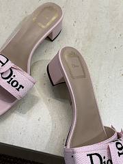 J'Adior Heeled Slide Soupir Pink Embroidered Cotton 3.5cm - 4