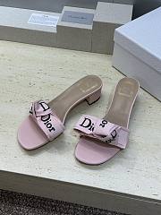 J'Adior Heeled Slide Soupir Pink Embroidered Cotton 3.5cm - 3