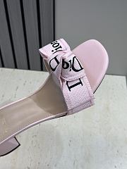 J'Adior Heeled Slide Soupir Pink Embroidered Cotton 3.5cm - 2