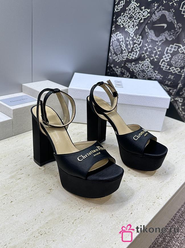 Dior D-Lane Platform Sandal Black Satin 12cm - 1