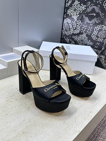 Dior D-Lane Platform Sandal Black Satin 12cm