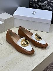 Dior Medaillon Loafer Brown and White Lambskin - 1