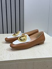 Dior Medaillon Loafer Brown and White Lambskin - 2
