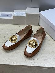 Dior Medaillon Loafer Brown and White Lambskin - 5