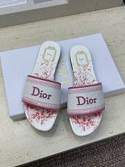 Dioriviera Dway Slide White and Rose des Vents Embroidered Cotton and Toile de Jouy Floral Garden Motif - 5