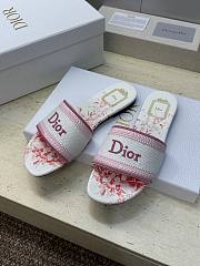 Dioriviera Dway Slide White and Rose des Vents Embroidered Cotton and Toile de Jouy Floral Garden Motif - 4