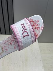 Dioriviera Dway Slide White and Rose des Vents Embroidered Cotton and Toile de Jouy Floral Garden Motif - 2