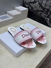 Dioriviera Dway Slide White and Rose des Vents Embroidered Cotton and Toile de Jouy Floral Garden Motif - 1