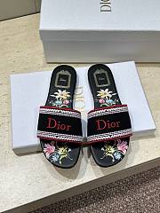 Dway Slide Black Embroidered Cotton and Multicolor Dior Secret Garden Motif - 2