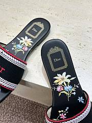 Dway Slide Black Embroidered Cotton and Multicolor Dior Secret Garden Motif - 4