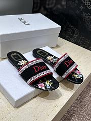 Dway Slide Black Embroidered Cotton and Multicolor Dior Secret Garden Motif - 5
