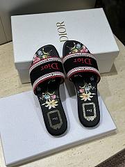 Dway Slide Black Embroidered Cotton and Multicolor Dior Secret Garden Motif - 6