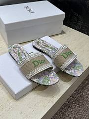 Dior Dway Slide Natural Embroidered Cotton and Multicolor Lily of the Valley Motif - 1