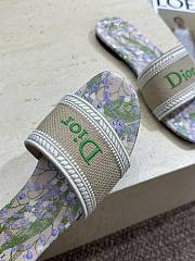 Dior Dway Slide Natural Embroidered Cotton and Multicolor Lily of the Valley Motif - 6