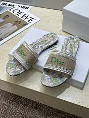 Dior Dway Slide Natural Embroidered Cotton and Multicolor Lily of the Valley Motif - 4