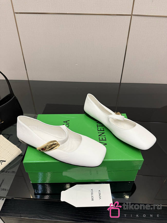 Bottega Veneta Charlotte Mary Jane Ballerina White - 1