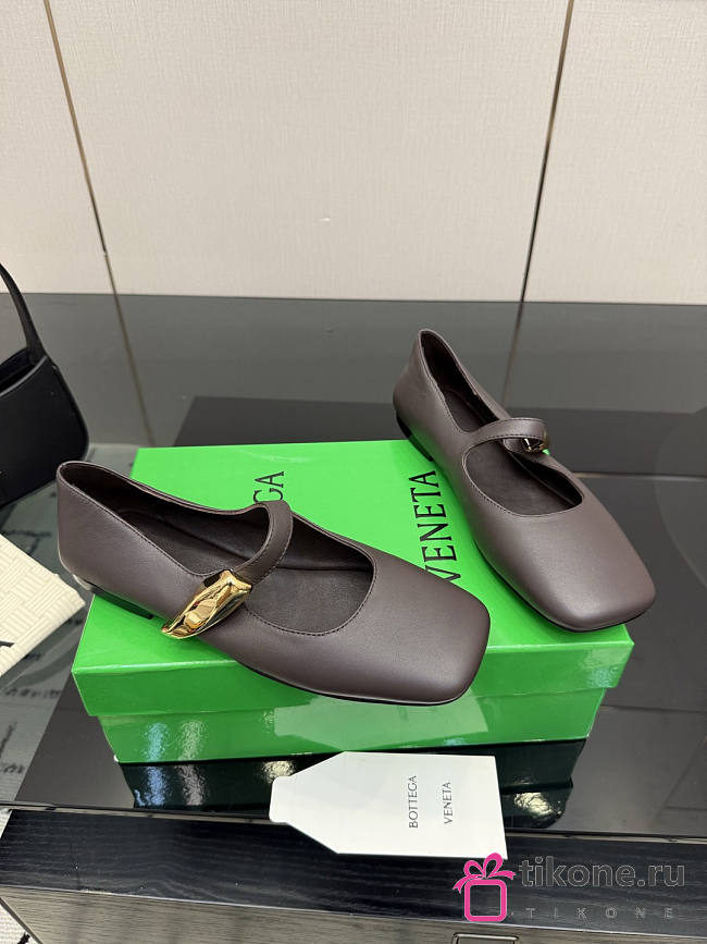 Bottega Veneta Charlotte Mary Jane Ballerina Espresso - 1