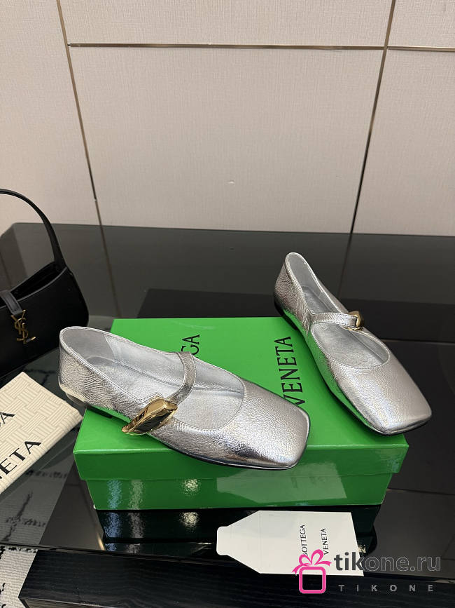 Bottega Veneta Charlotte Mary Jane Ballerina Silver - 1