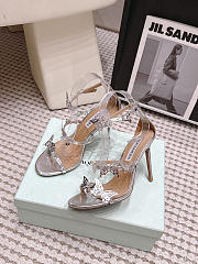 Aquazzura Papillon Ankle Strap Sandal 105 Silver - 2