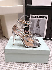 Aquazzura Papillon Ankle Strap Sandal 105 Silver - 3