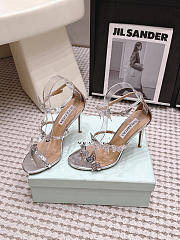 Aquazzura Papillon Ankle Strap Sandal 105 Silver - 4