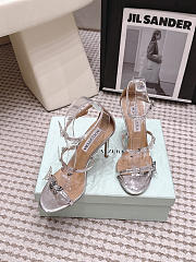 Aquazzura Papillon Ankle Strap Sandal 105 Silver - 5