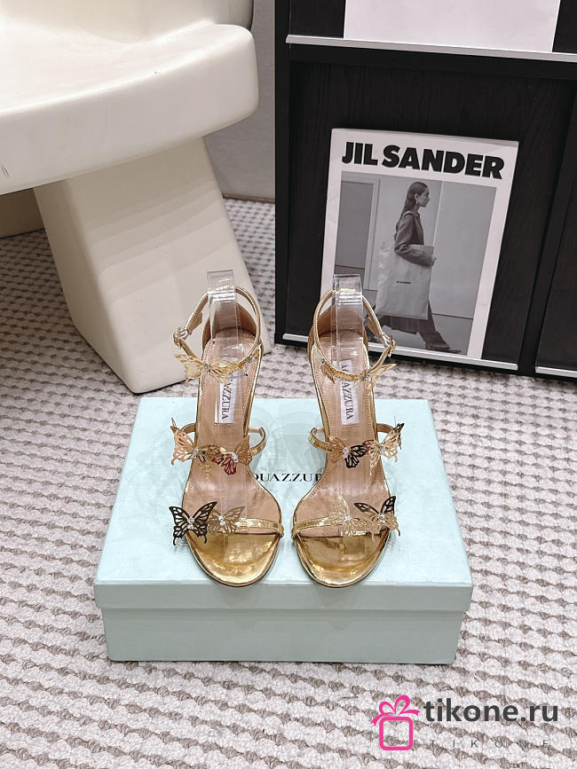 Aquazzura Papillon Ankle Strap Sandal 105 Gold - 1
