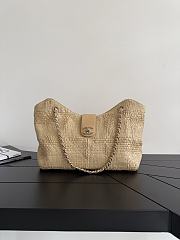 Chanel Shopping Bag Braided Raffia & Gold-Tone Metal Beige AS6090 - 40x26x12cm - 3