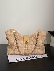 Chanel Shopping Bag Braided Raffia & Gold-Tone Metal Beige AS6090 - 40x26x12cm - 1