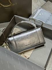 Bvlgari Serpenti Forever Phone Case In Silver Striated Calf Leather - 19x10x3.5cm - 4